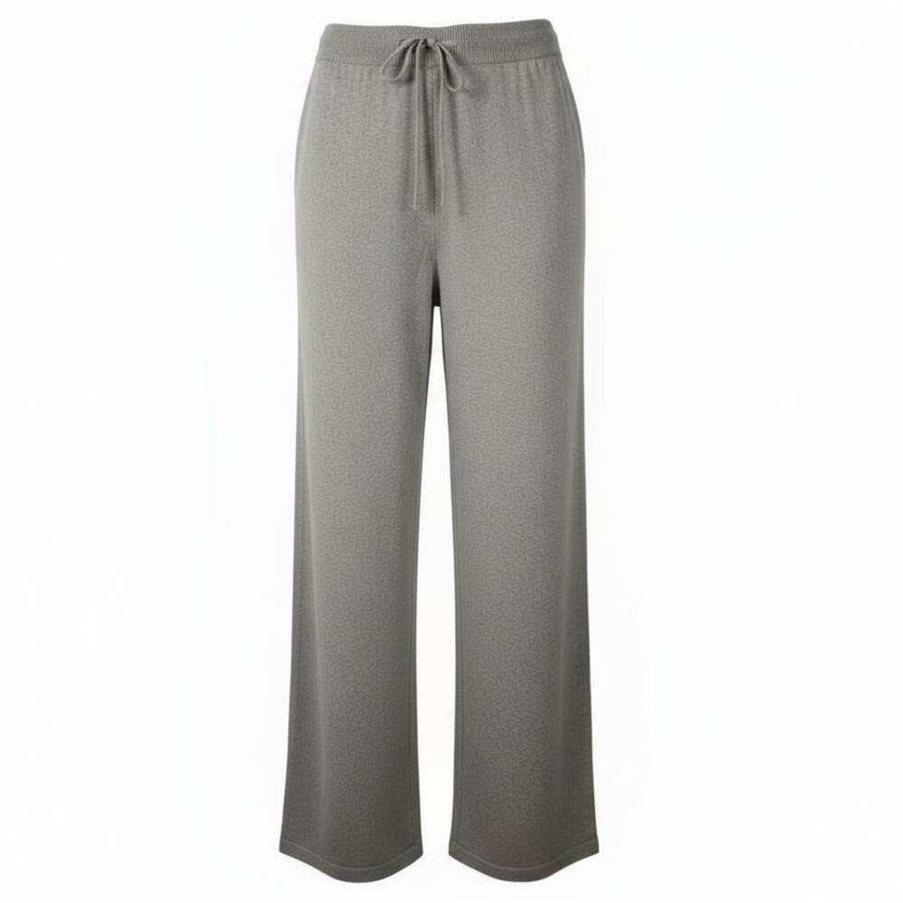 Poetry Knitwear Pull On Drawstring Pants Tan Wide Leg Cotton Knit Minimalist 14